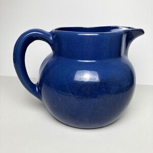 Bybee Pottery Pitcher Vintage 6 inch Blue Hand Turned Signed Kentucky Stoneware